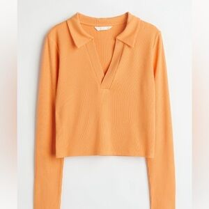 H&M Orange V-neck  Long Sleeve Top